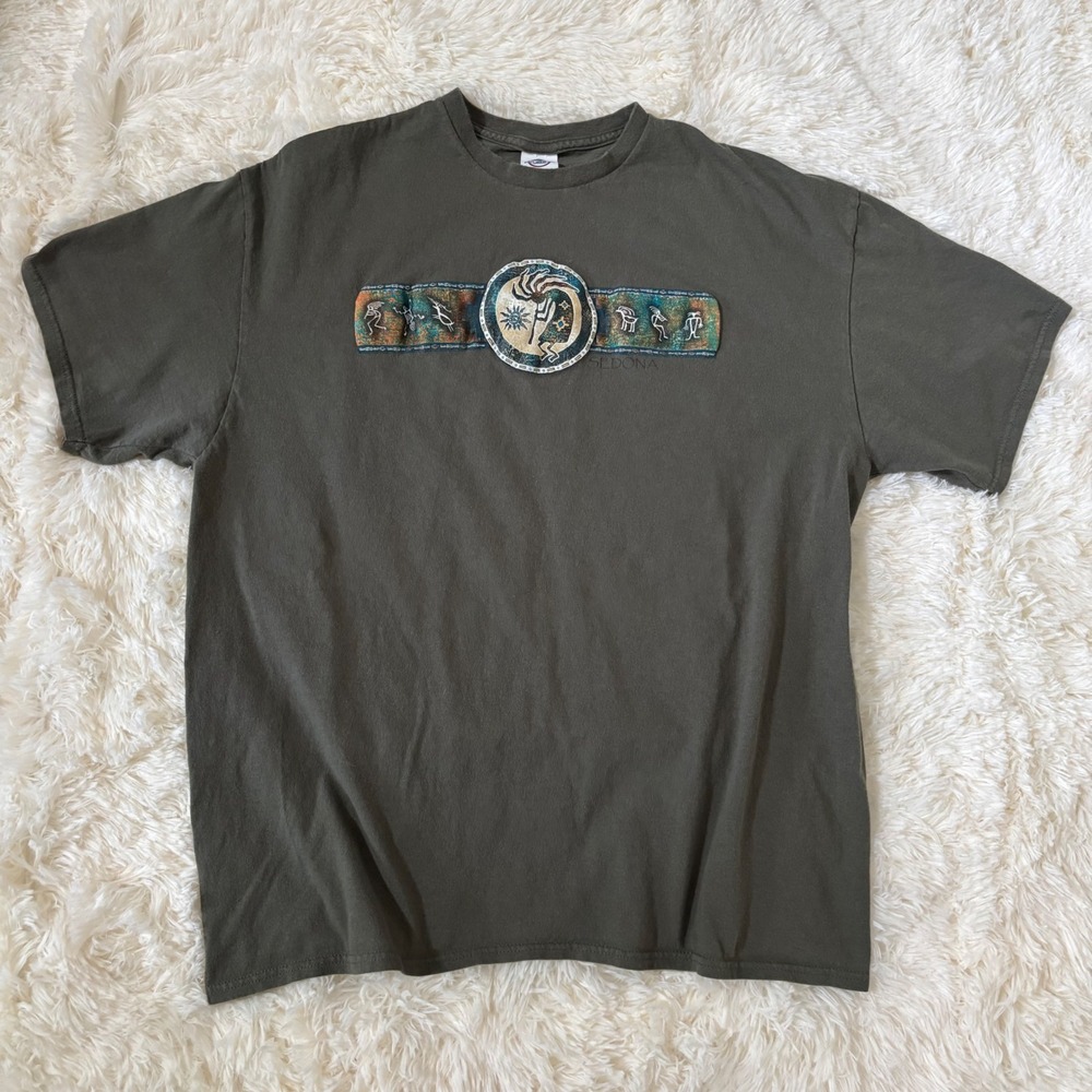 Vintage Sedona Arizona Kokopelli T-Shirt Mens XL Delta Pro Weight Olive Green
